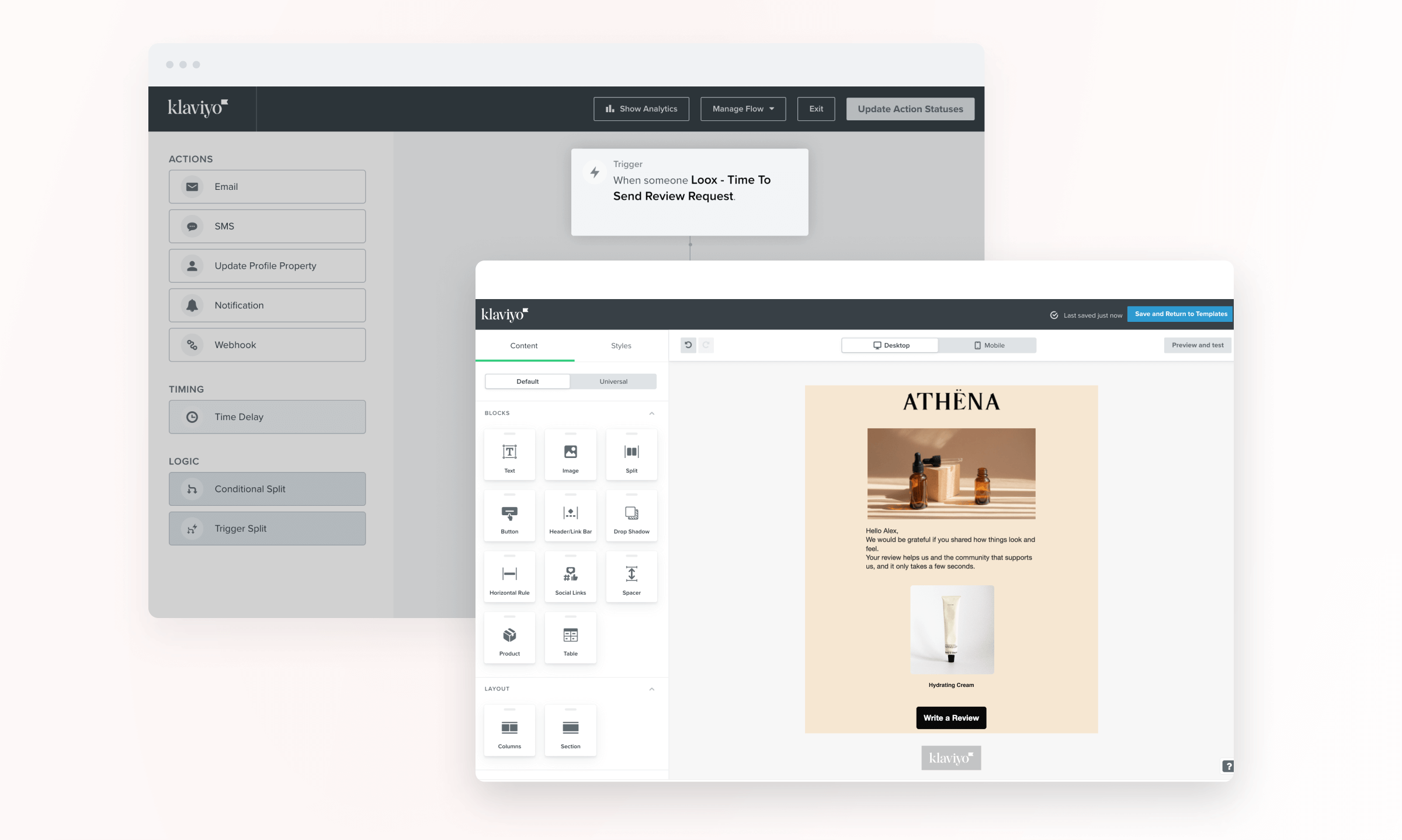 Sending product review requests with Loox through Klaviyo