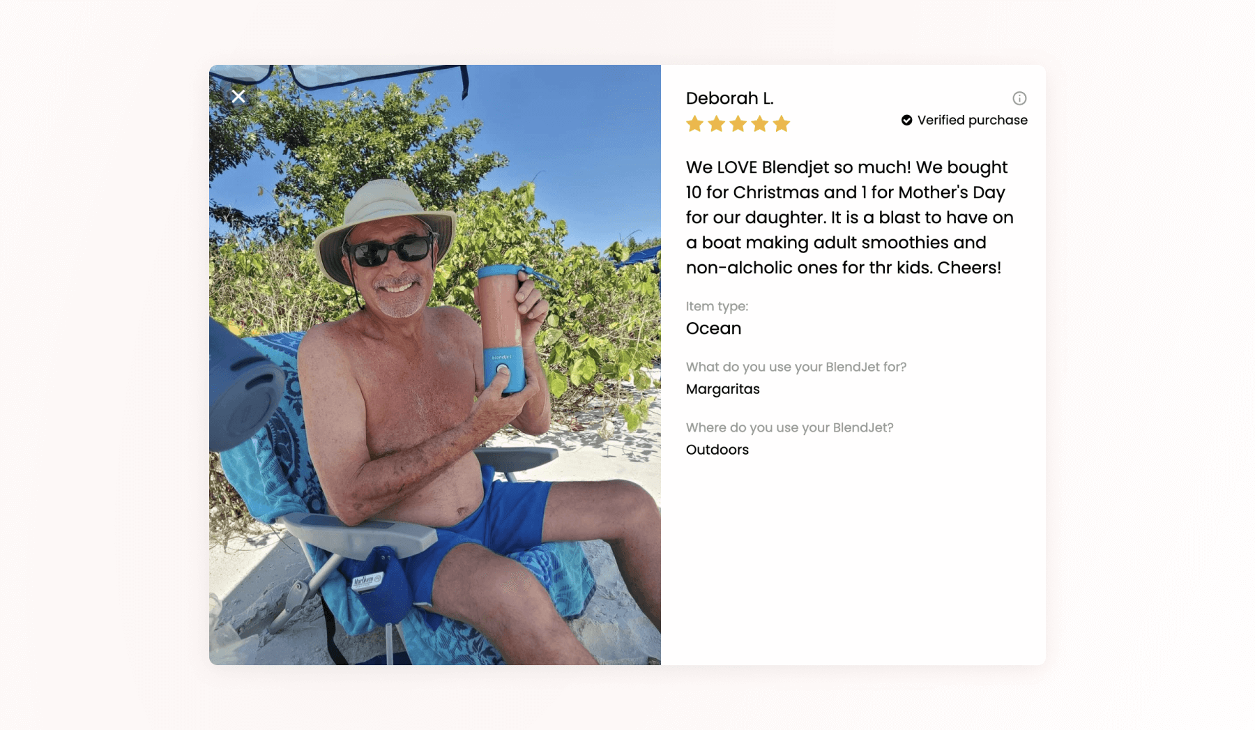 Blendjet customer leaves a photo review with Loox