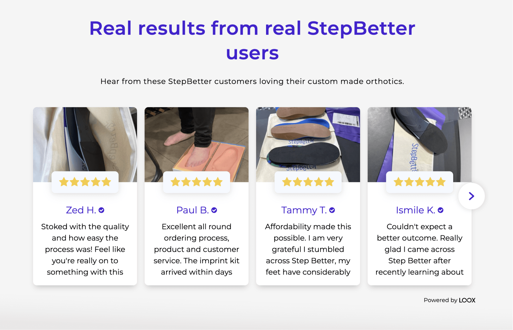 StepBetter uses the new Loox carousel widgets