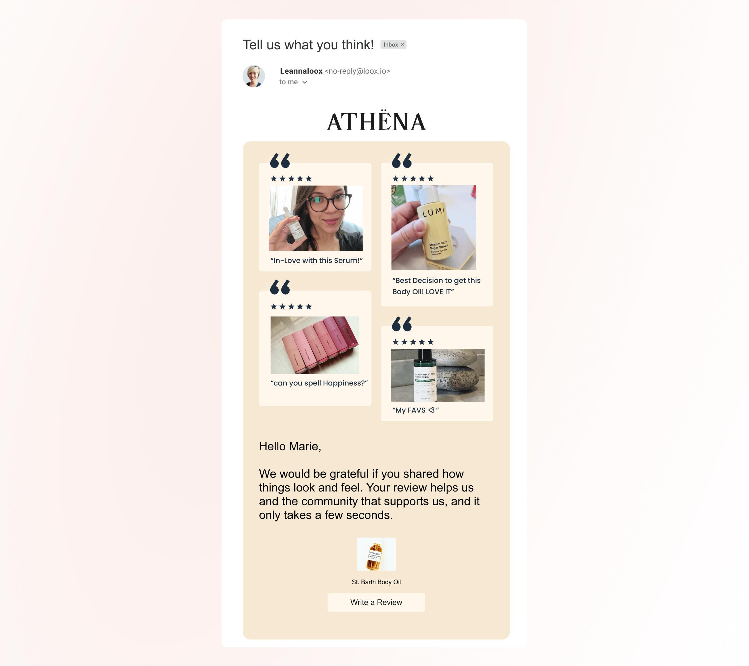 Showing other people’s product reviews