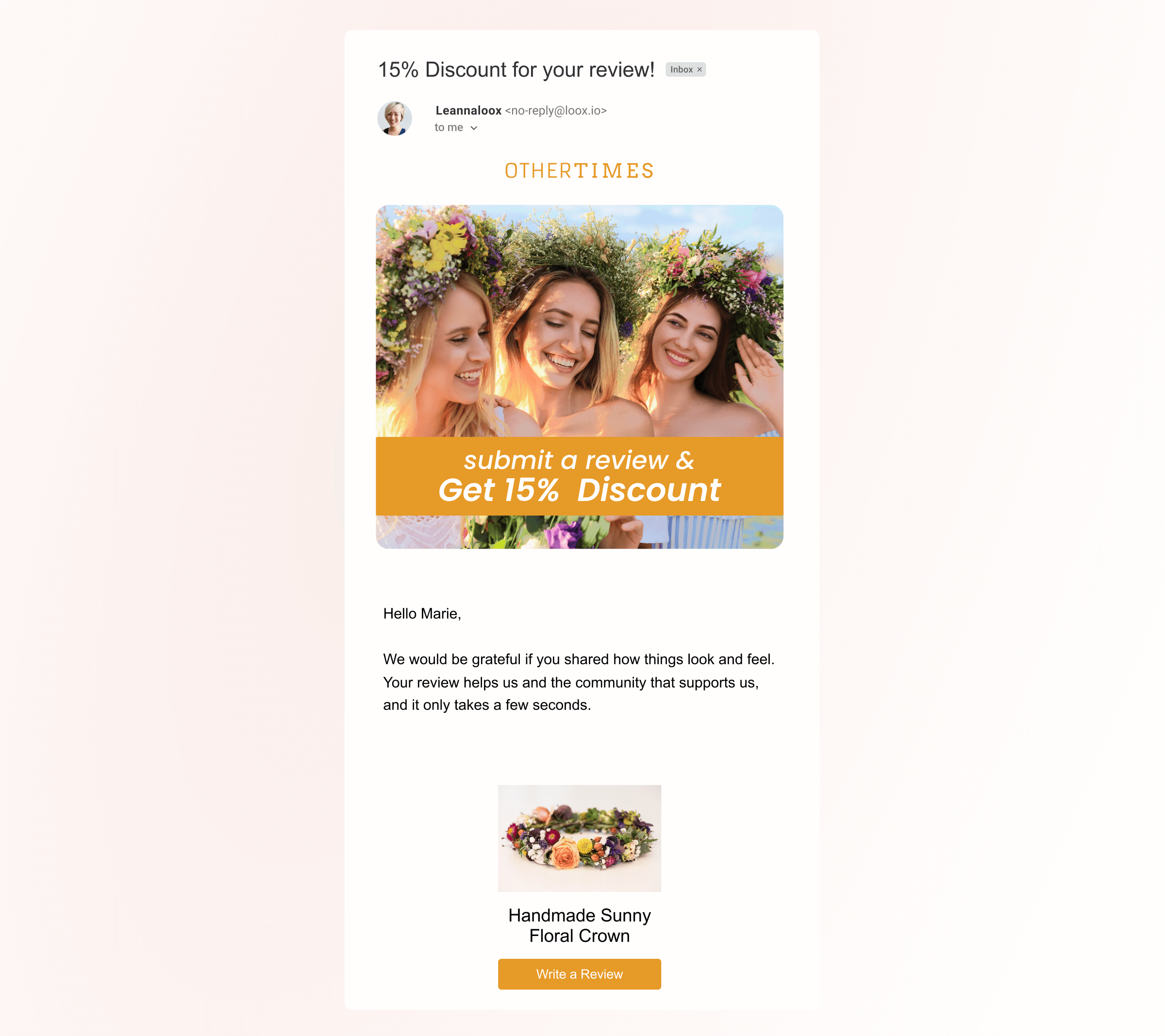 Incentivize customer reviews by offering a discount